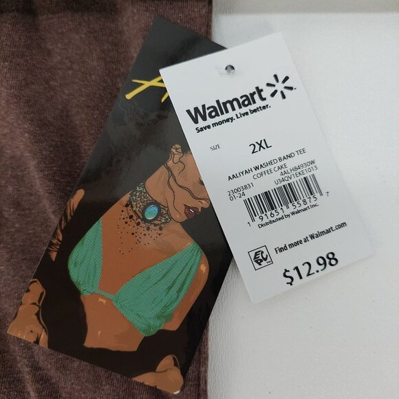 NWT Aaliyah Greatest Hits 1996 Brown Graphic T-Shirt Distressed-Washed Look 2XL - Picture 7 of 9